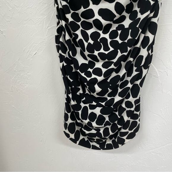 Cache Black White Spotted Ruched Draped Bodycon Mini Dress Womens 2 Vintage 90s - Picture 4 of 12